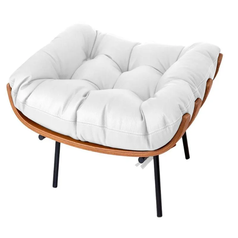 Puff Decorativo Costela Base Fixa Corano Branco Adj Decor