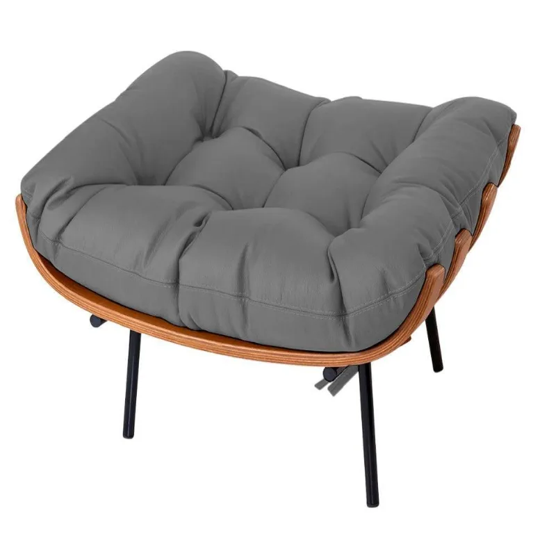 Puff Decorativo Costela Base Fixa Corano Cinza Adj Decor