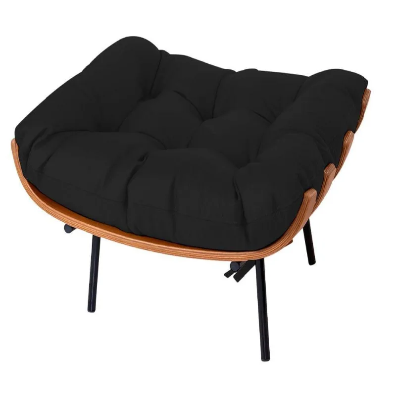 Puff Decorativo Costela Base Fixa Corano Preto Adj Decor