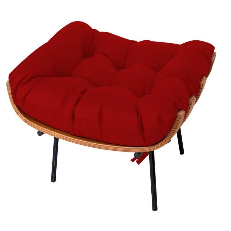 Puff Decorativo Costela Base Fixa Corano Vermelho Adj Decor