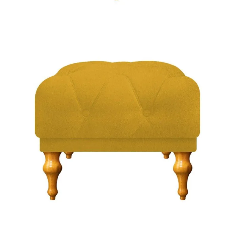 Puff Decorativo Dani Pés Provençais Suede Amarelo Adj Decor