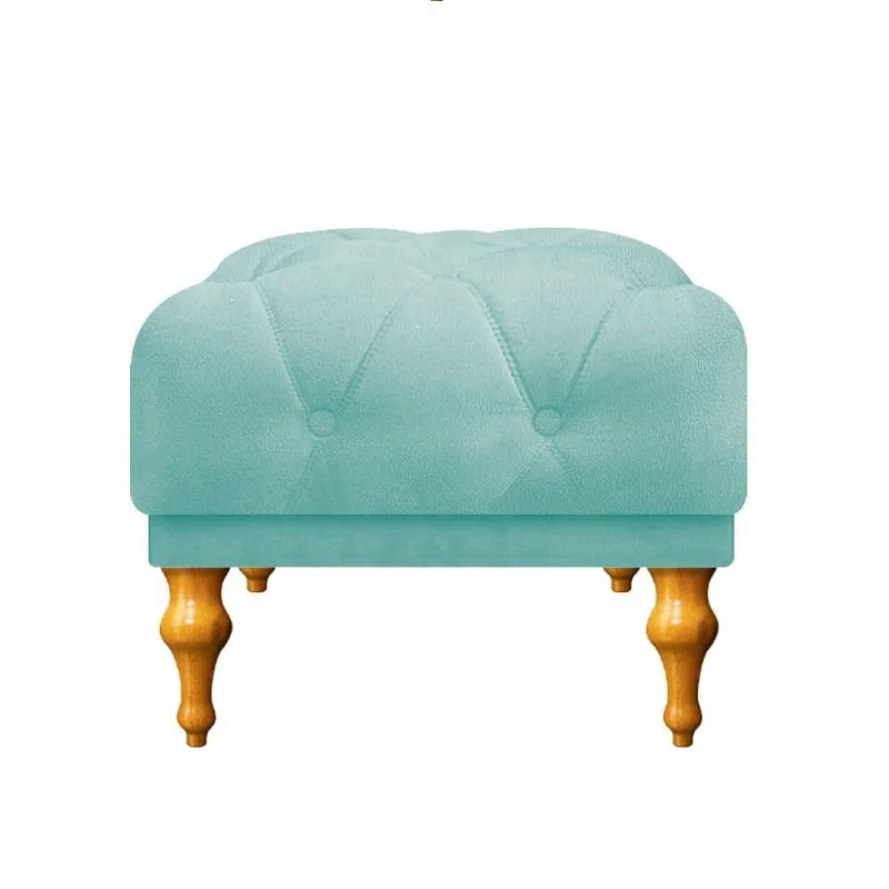 Puff Decorativo Dani Pés Provençais Suede Azul Tiffany