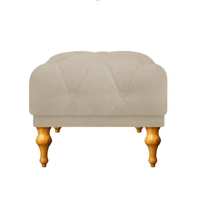 Puff Decorativo Dani Pés Provençais Suede Bege Adj Decor