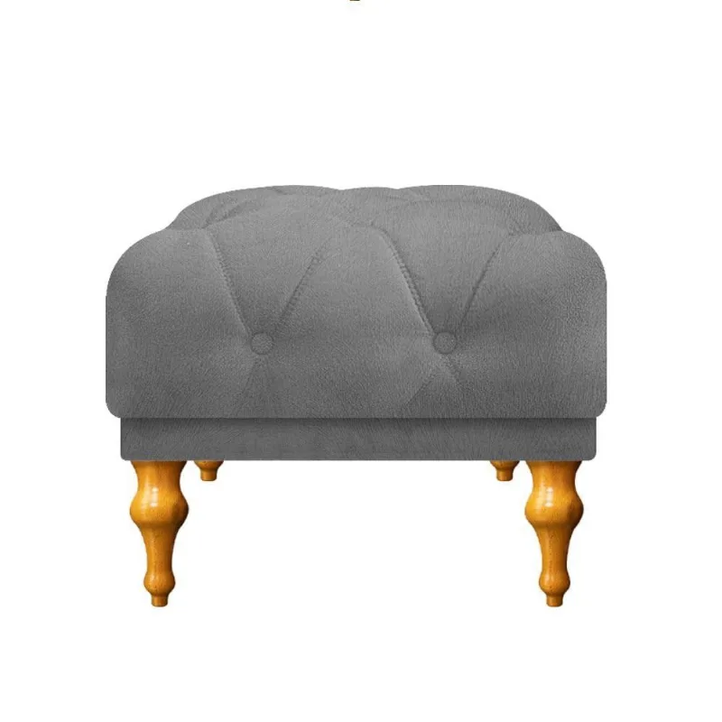 Puff Decorativo Dani Pés Provençais Suede Cinza Adj Decor