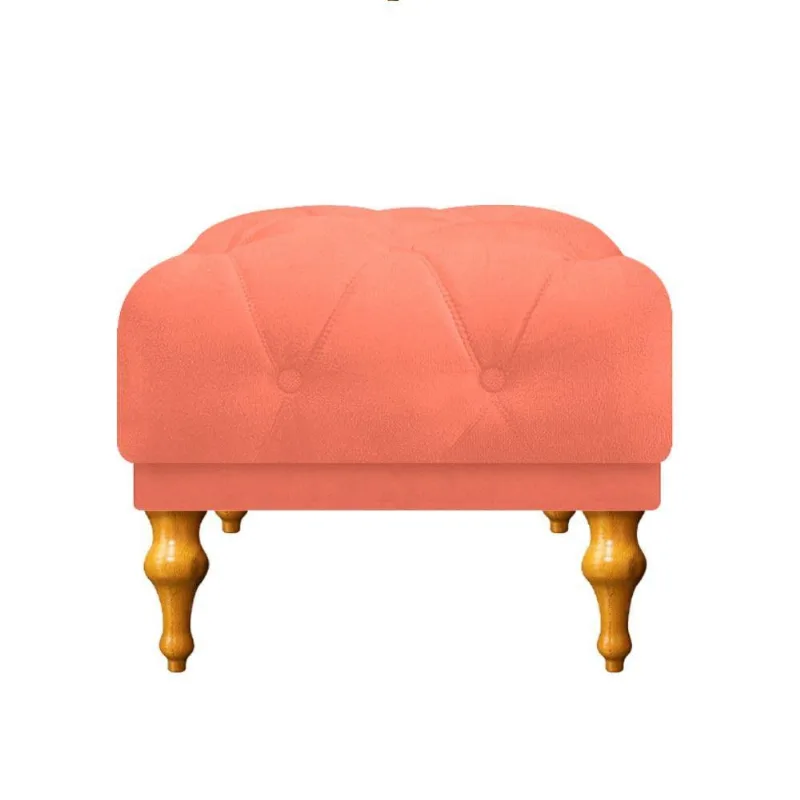 Puff Decorativo Dani Pés Provençais Coral