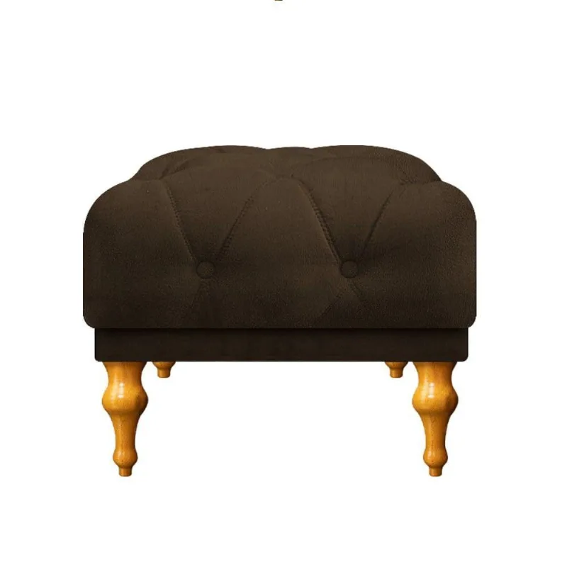 Puff Decorativo Dani Pés Provençais Suede Marrom Adj Decor