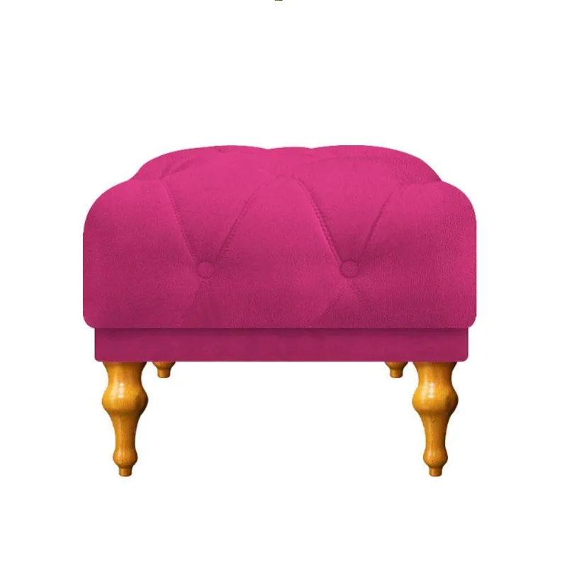 Puff Decorativo Dani Pés Provençais Suede Pink Adj Decor