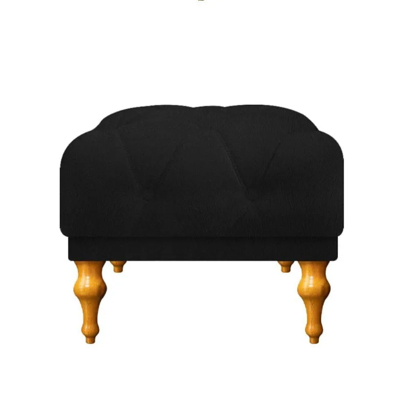Puff Decorativo Dani Pés Provençais Suede Preto Adj Decor