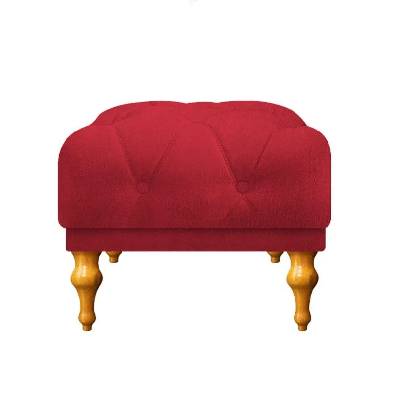 Puff Decorativo Dani Pés Provençais Suede Vermelh Adj Decor