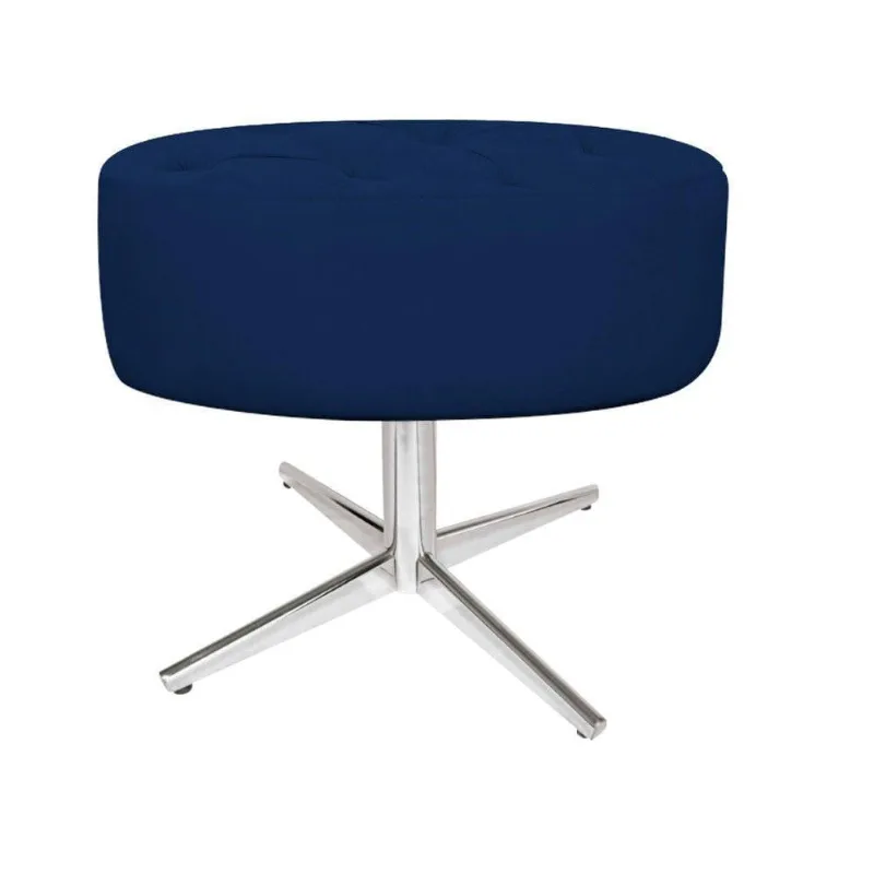 Puff Fernanda Base Giratória Metal Azul Marinho Adj Decor