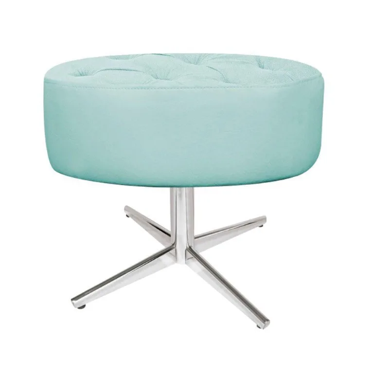 Puff Fernanda Base Giratória Metal Azul Tiffany Adj Decor