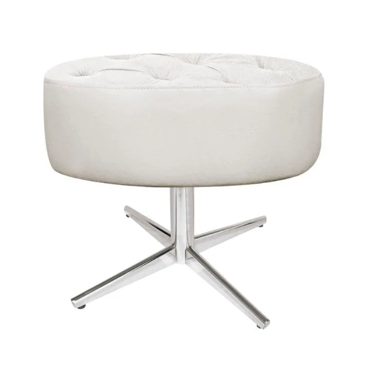 Puff Fernanda Base Giratória de Metal Suede Bege Adj Decor
