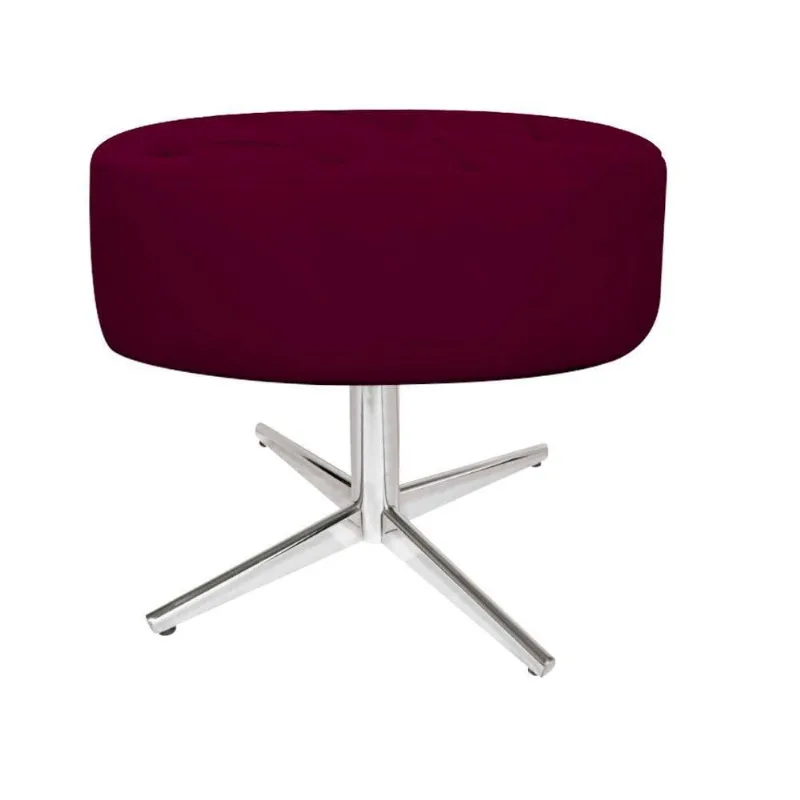 Puff Fernanda Base Giratória de Metal Suede Bordô Adj Decor