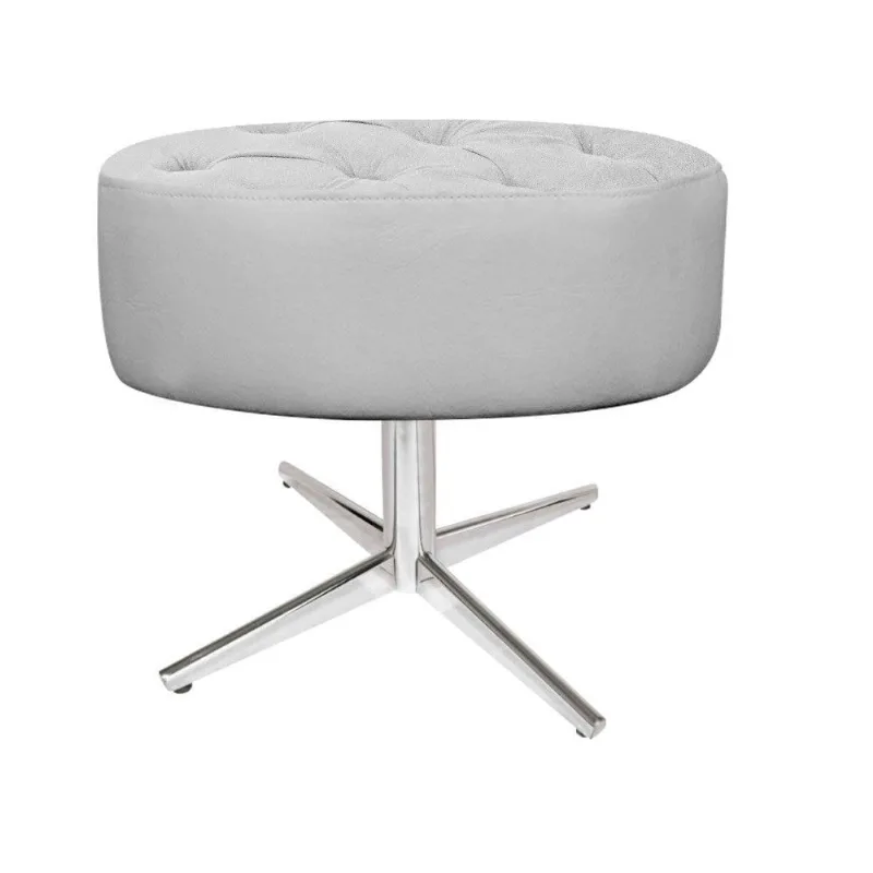 Puff Fernanda Base Giratória de Metal Suede Cinza Adj Decor
