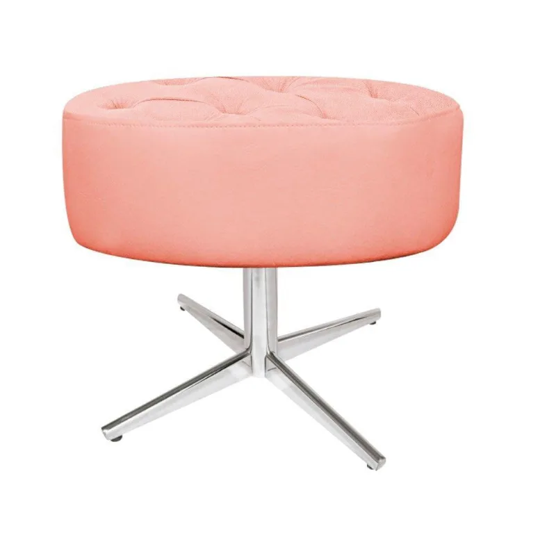 Puff Fernanda Base Giratória de Metal Suede Coral Adj Decor
