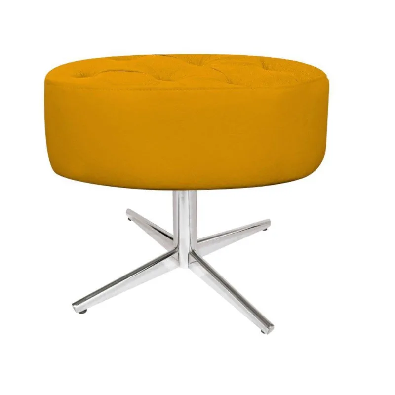 Puff Fernanda Base Giratória Metal Suede Mostarda Adj Decor
