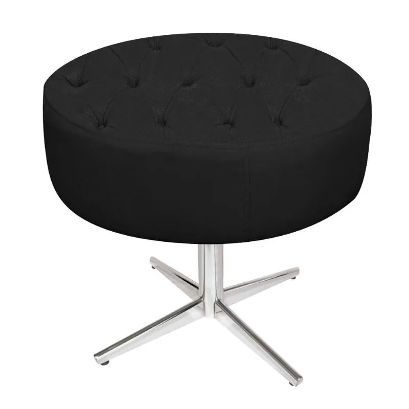 Puff Fernanda Base Giratória de Metal Suede Preto Adj Decor