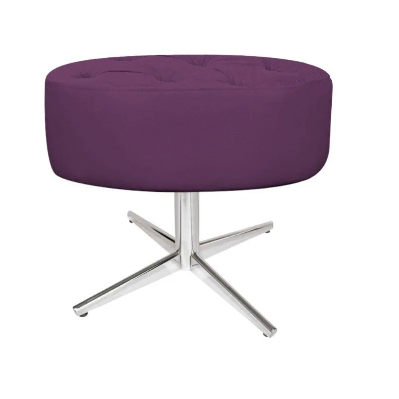 Puff Fernanda Base Giratória de Metal Suede Roxo Adj Decor
