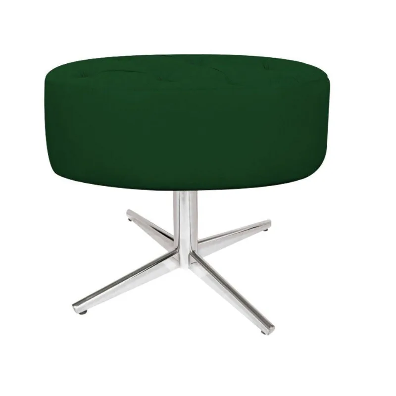 Puff Fernanda Base Giratória de Metal Suede Verde Adj Decor
