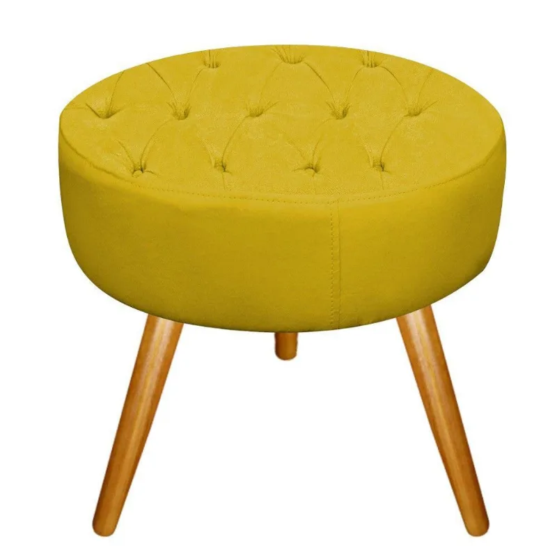 Puff Fernanda Palito Mel Suede Amarelo Adj Decor