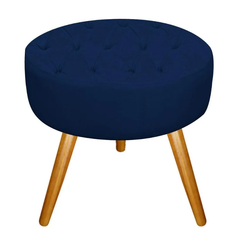Puff Fernanda Palito Mel Suede Azul Marinho Adj Decor