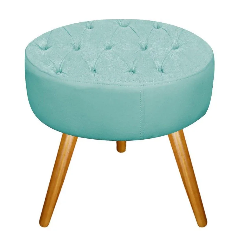 Puff Fernanda Palito Mel Suede Azul Tiffany Adj Decor