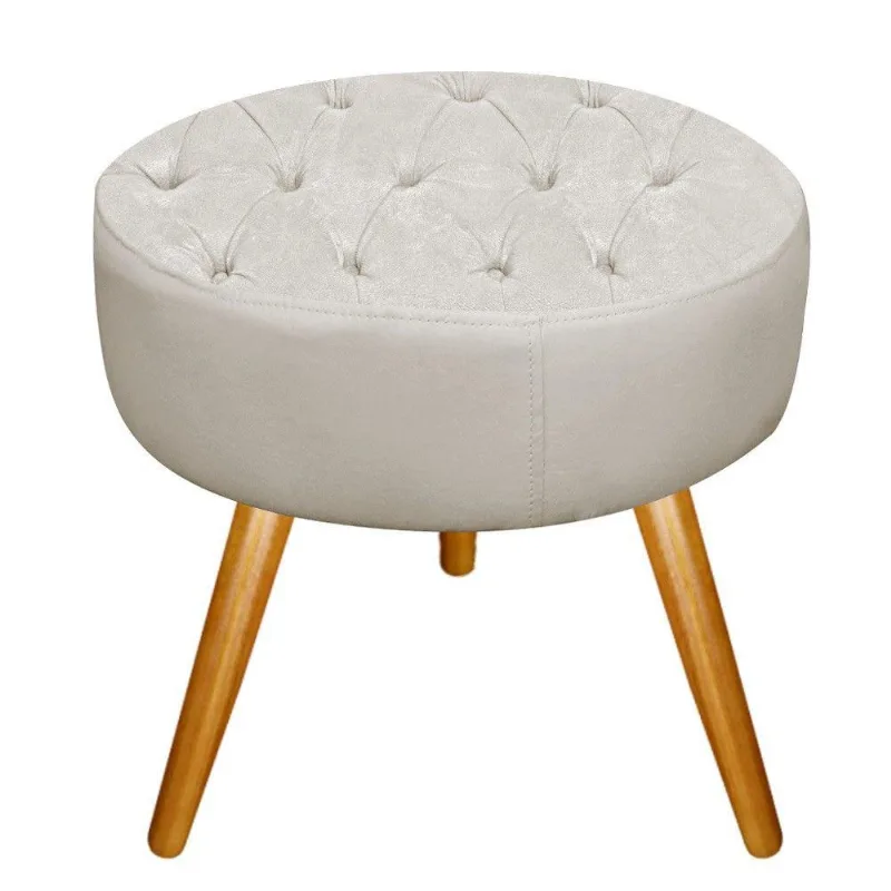 Puff Fernanda Palito Mel Suede Bege Adj Decor