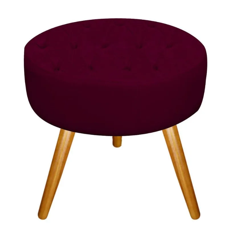 Puff Fernanda Palito Mel Suede Bordô Adj Decor