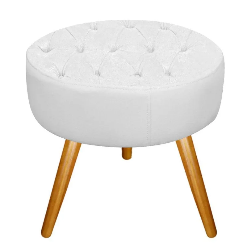 Puff Fernanda Palito Mel Suede Branco Adj Decor