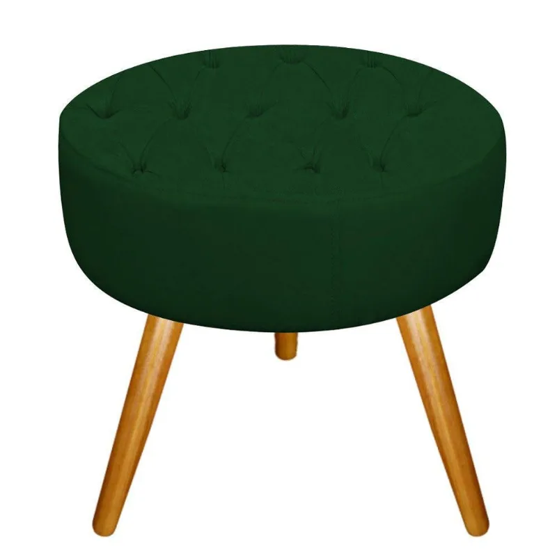 Puff Fernanda Palito Mel Suede Verde Adj Decor
