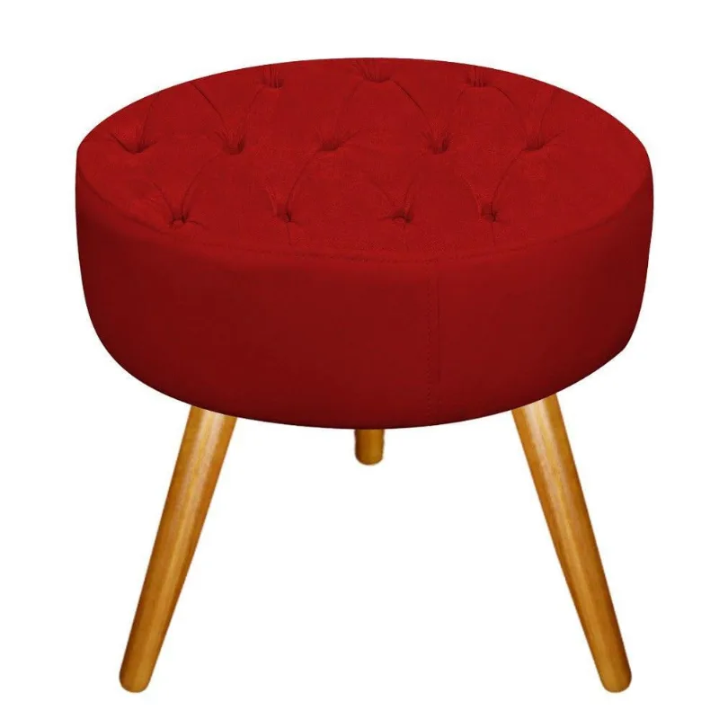 Puff Fernanda Palito Mel Suede Vermelho Adj Decor