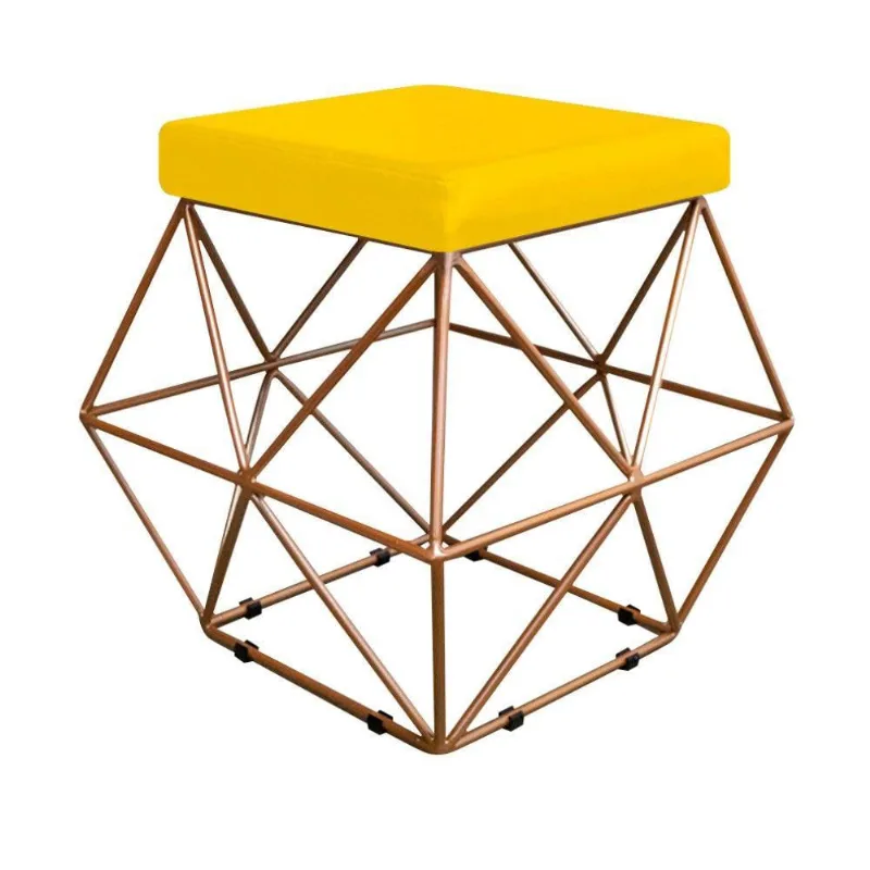 Puff Quadrado Aramado Elsa Corano Amarelo