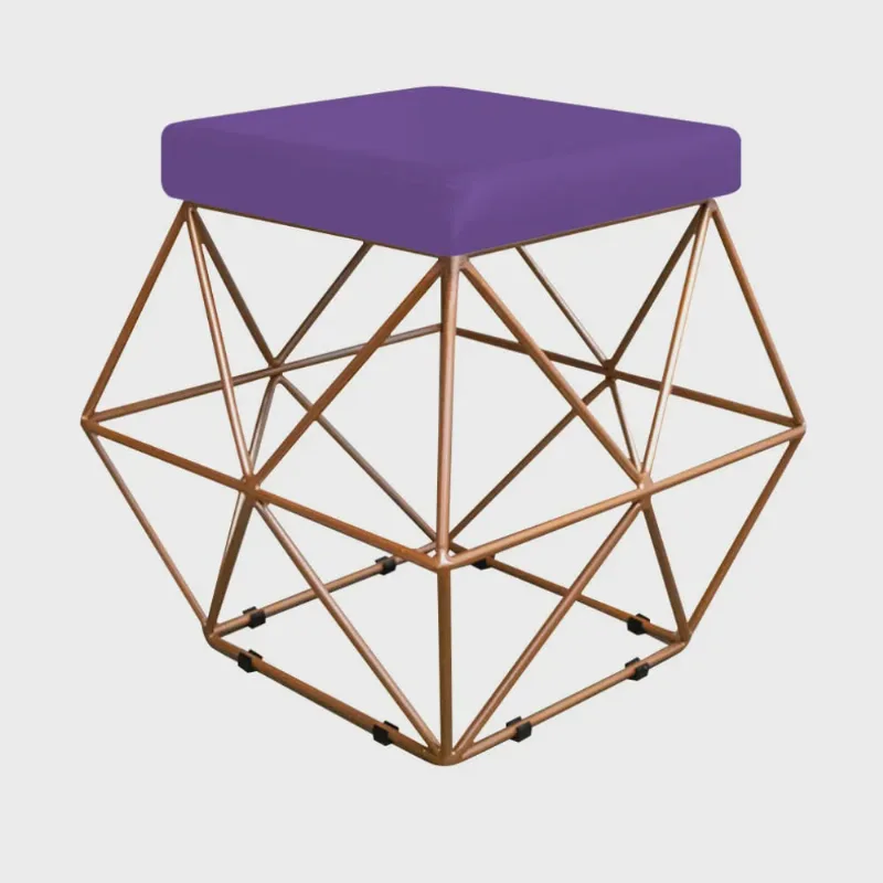 Puff Quadrado Aramado Elsa Corano Roxo - Doce Sonho Móveis