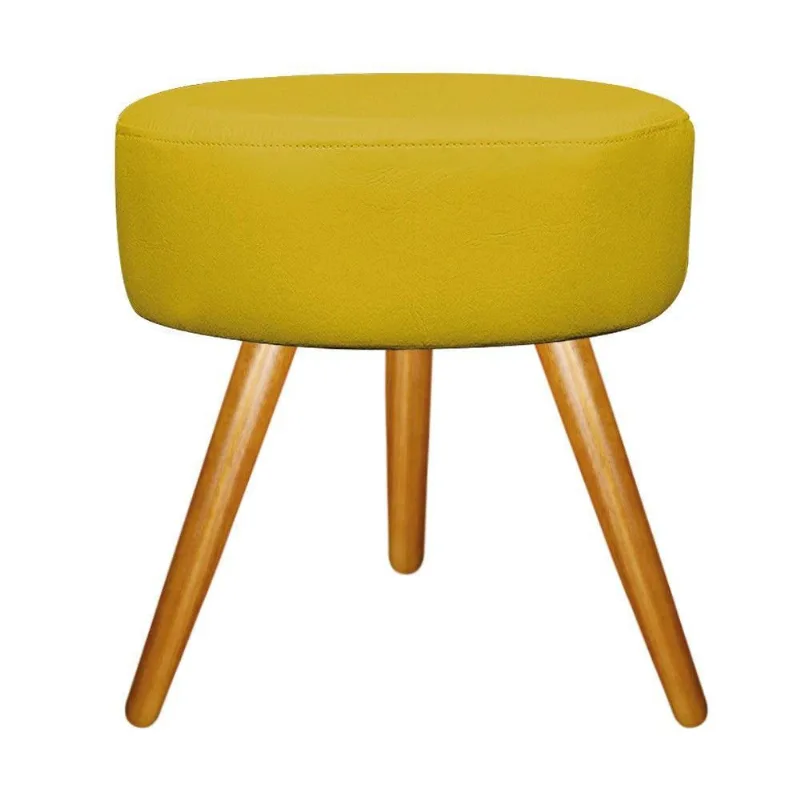 Puff Sofia Palito Mel Suede Amarelo Adj Decor