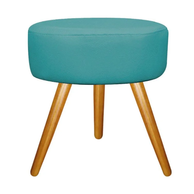 Puff Sofia Palito Mel Suede Azul Turquesa Adj Decor