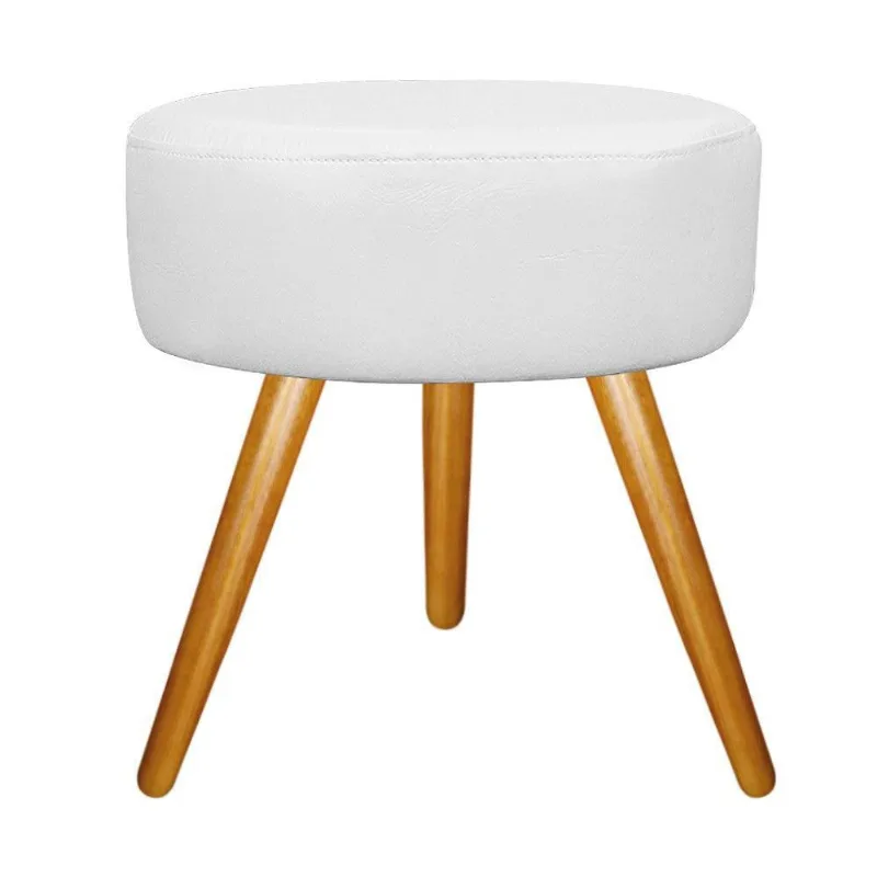 Puff Sofia Palito Mel Suede Branco Adj Decor