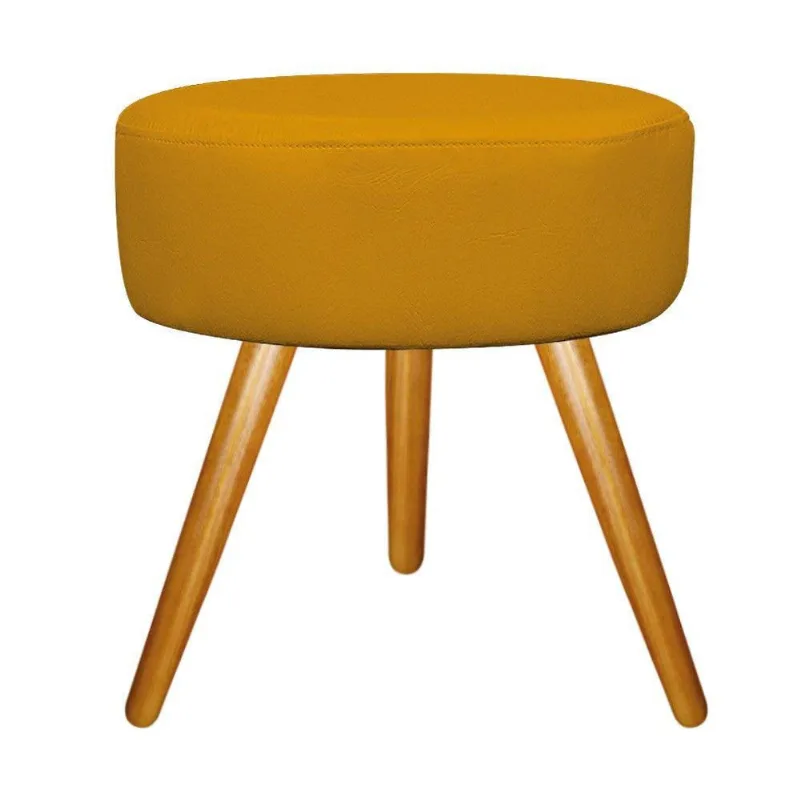 Puff Sofia Palito Mel Suede Mostarda Adj Decor