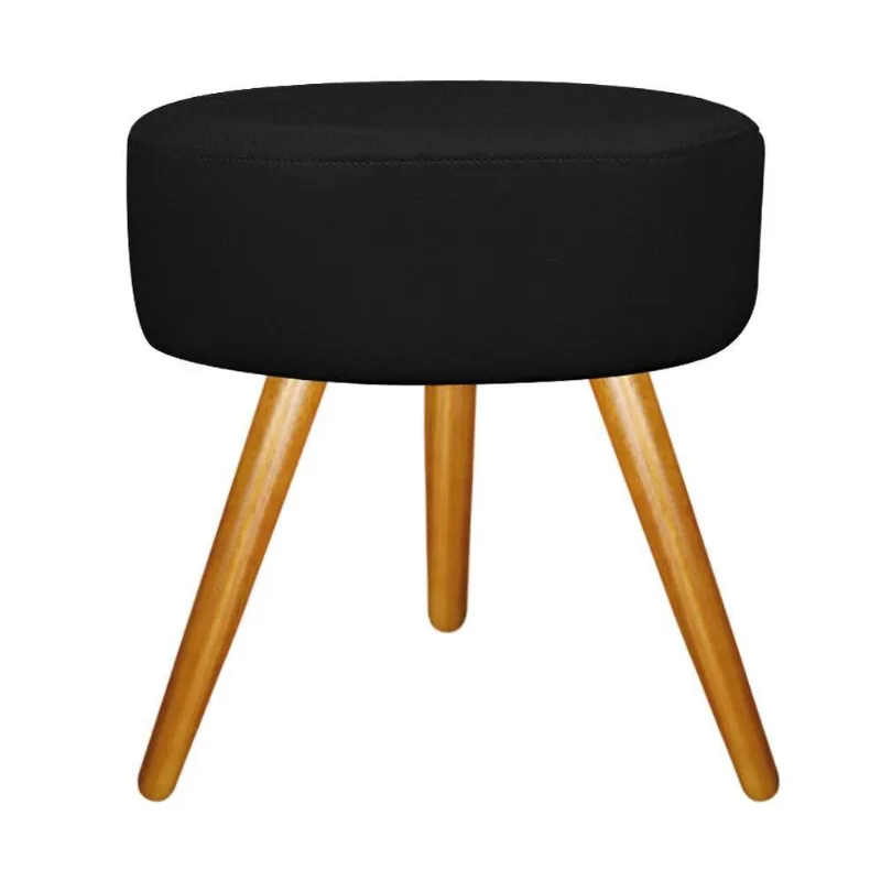 Puff Sofia Palito Mel Suede Preto Adj Decor