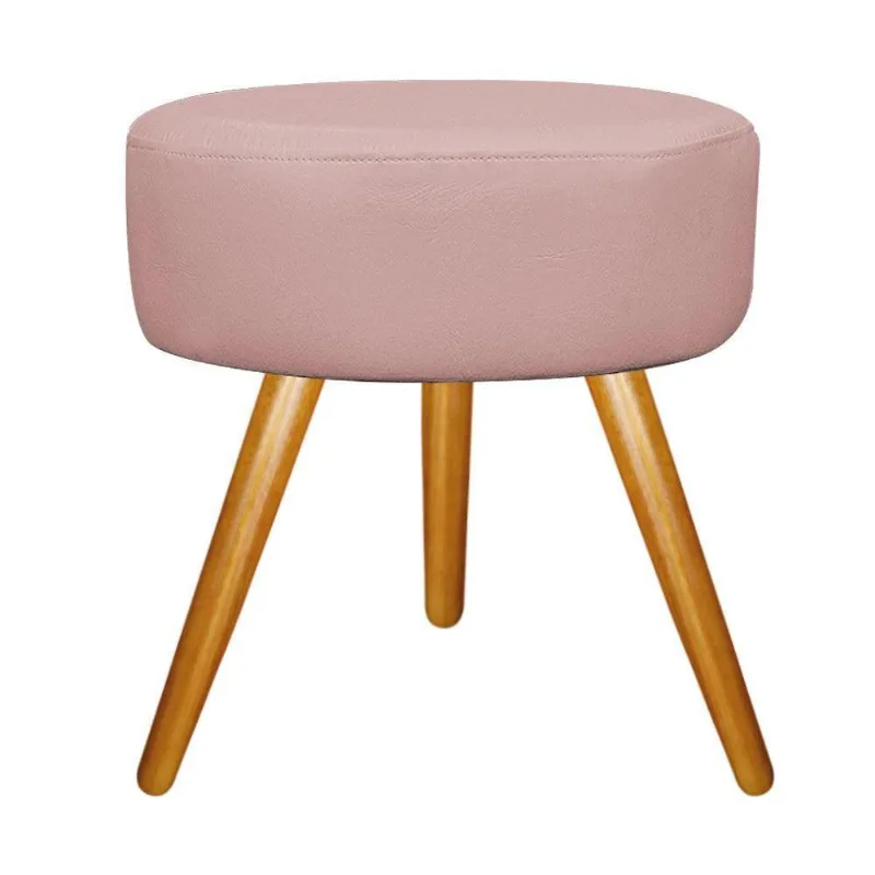 Puff Sofia Palito Mel Suede Rosê Adj Decor