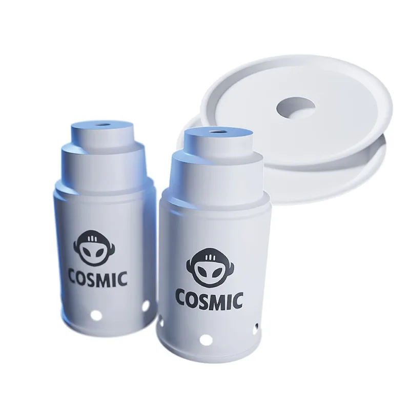 kit 02 Abafador Branco Pequeno/Médio e 02 Prato Branco em Alumínio com Design Moderno e Minimalista - Cosmic