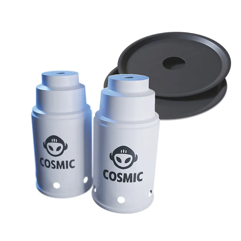 kit 02 Abafador Branco Pequeno/Médio e 02 Prato Preto em Alumínio com Design Moderno e Minimalista - Cosmic