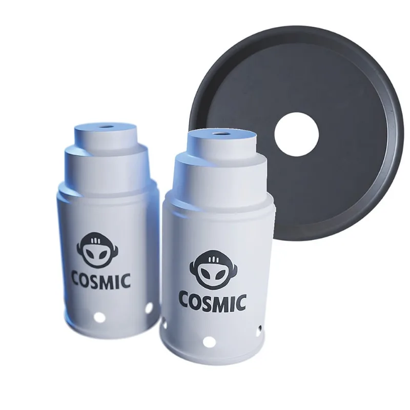 kit 02 Abafador Branco Pequeno/Médio e Prato Preto em Alumínio com Design Moderno e Minimalista - Cosmic