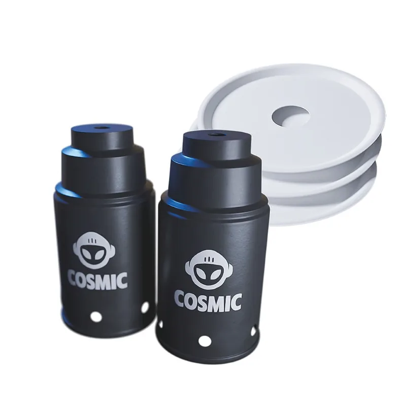 kit 02 Abafador Preto Pequeno/Médio e 02 Prato Branco em Alumínio com Design Moderno e Minimalista - Cosmic