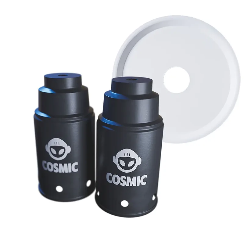 kit 02 Abafador Preto Pequeno/Médio e Prato Branco em Alumínio com Design Moderno e Minimalista - Cosmic