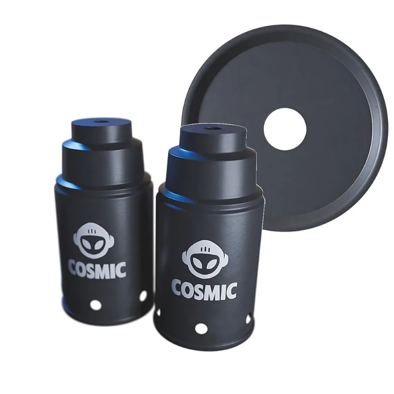 kit 02 Abafador Preto Pequeno/Médio e Prato Preto em Alumínio com Design Moderno e Minimalista - Cosmic