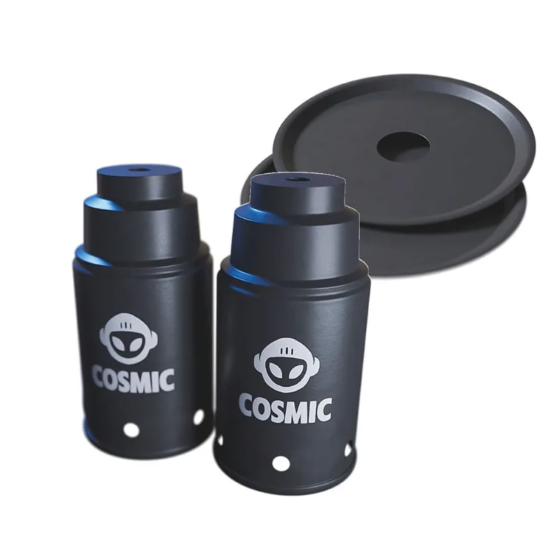 kit 02 Abafador Preto Pequeno/Médio e 02 Prato Preto em Alumínio com Design Moderno e Minimalista - Cosmic