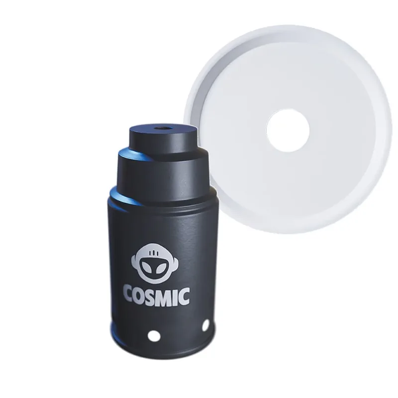 kit Abafador Preto Pequeno/Médio e Prato Branco em Alumínio com Design Moderno e Minimalista - Cosmic