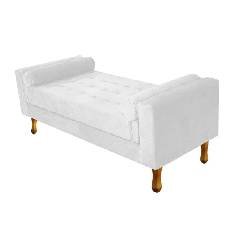 Recamier Félix Solteiro 100cm Suede Branco Doce Sonho Móveis