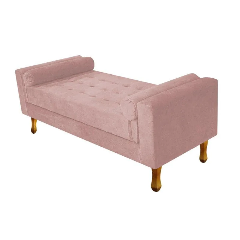 Recamier Félix Solteiro 120cm Suede Rosê Doce Sonho Móveis