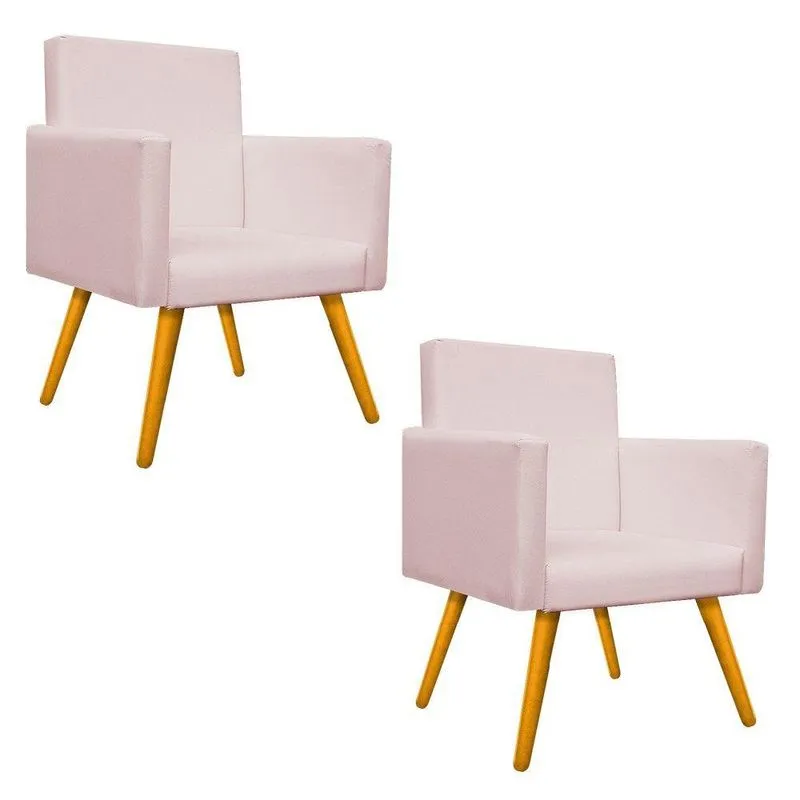 Kit 02 Poltronas Beatriz Palito Mel Corano Rosa Bebê